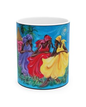 Vibrant Caribbean Ladies Ceramic Mug designed by Antiguan Artist Edison Liburd