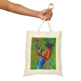 Vibrant Jazz Musician Cotton Canvas Tote Bag Designed by Antiguan artist Edison Liburd