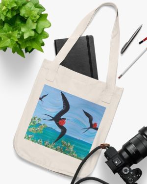 Organic Canvas Tote Bag with Vibrant Bird Designed by Edison Liburd