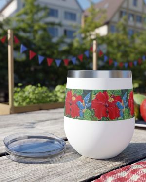 | Hibiscus & Bird Design Travel Mug – Designed by Edison Liburd