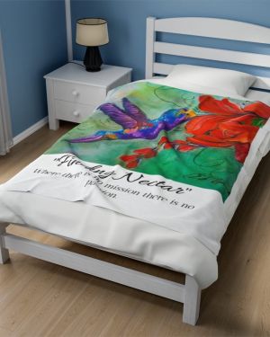 Vibrant Hummingbird Velveteen Plush Blanket – Cozy Home Decor